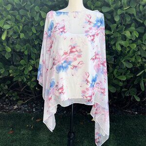 VINCE CAMUTO Kimono Sheer Floral Top Shirt with Camisole Peek a Boo Sleeve